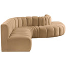 Meridian Arc Camel Velvet 7 pc Modular Sectional IMAGE 5