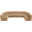  Manufacturer Color_Camel -- Arc 150" Camel Velvet Upholstered 8 pc Modular Sectional IMAGE 4