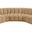 Meridian Arc Camel Velvet 8 pc Modular Sectional IMAGE 12