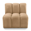 Meridian Arc Camel Velvet Straight Chair IMAGE 1