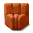 Meridian Arc Cognac Velvet Curved Corner IMAGE 1
