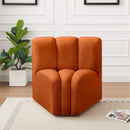  Manufacturer Color_Cognac -- Arc Cognac Velvet Upholstered Modular Curved Corner Chair IMAGE 2