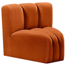  Manufacturer Color_Cognac -- Arc Cognac Velvet Upholstered Modular Curved Corner Chair IMAGE 3