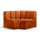 Meridian Arc Cognac Velvet 2 pc Modular Sectional IMAGE 1