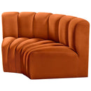 Meridian Arc Cognac Velvet 2 pc Modular Sectional IMAGE 6