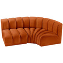  Manufacturer Color_Cognac -- Arc 84" Cognac Velvet Upholstered 3 pc Modular Sectional IMAGE 4