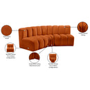 Meridian Arc Cognac Velvet 3 pc Modular Sectional IMAGE 10