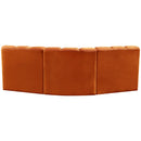 Meridian Arc Cognac Velvet 3 pc Modular Sectional IMAGE 3
