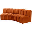  Manufacturer Color_Cognac -- Arc 86" Cognac Velvet Upholstered 3 pc Modular Sectional IMAGE 6