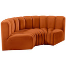  Manufacturer Color_Cognac -- Arc 80" Cognac Velvet Upholstered 3 pc Modular Sectional IMAGE 5