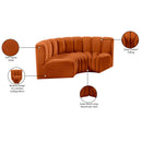  Manufacturer Color_Cognac -- Arc 80" Cognac Velvet Upholstered 3 pc Modular Sectional IMAGE 9