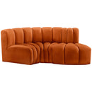  Manufacturer Color_Cognac -- Arc 70" Cognac Velvet Upholstered 3 pc Modular Sectional IMAGE 5