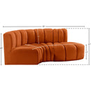 Meridian Arc Cognac Velvet 3 pc Modular Sectional IMAGE 9