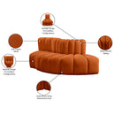  Manufacturer Color_Cognac -- Arc 77" Cognac Velvet Upholstered 3 pc Modular Sectional IMAGE 9