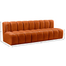  Manufacturer Color_Cognac -- Arc 89.5" Cognac Velvet Upholstered 3 pc Modular Sectional IMAGE 9