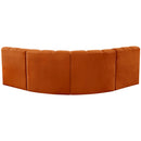 Meridian Arc Cognac Velvet 4 pc Modular Sectional IMAGE 3