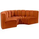  Manufacturer Color_Cognac -- Arc 88" Cognac Velvet Upholstered 4 pc Modular Sectional IMAGE 5