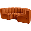  Manufacturer Color_Cognac -- Arc 88" Cognac Velvet Upholstered 4 pc Modular Sectional IMAGE 6