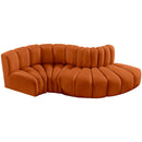  Manufacturer Color_Cognac -- Arc 104" Cognac Velvet Upholstered 4 pc Modular Sectional IMAGE 4