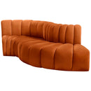 Meridian Arc Cognac Velvet 4 pc Modular Sectional IMAGE 6