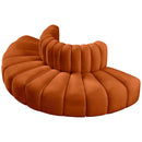 Meridian Arc Cognac Velvet 4 pc Modular Sectional IMAGE 5