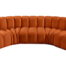Meridian Arc Cognac Velvet 5 pc Modular Sectional IMAGE 13