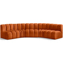  Manufacturer Color_Cognac -- Arc 133" Cognac Velvet Upholstered 5 pc Modular Sectional IMAGE 1