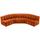  Manufacturer Color_Cognac -- Arc 133" Cognac Velvet Upholstered 5 pc Modular Sectional IMAGE 4