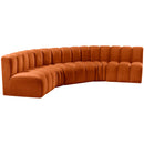  Manufacturer Color_Cognac -- Arc 133" Cognac Velvet Upholstered 5 pc Modular Sectional IMAGE 5
