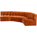  Manufacturer Color_Cognac -- Arc 133" Cognac Velvet Upholstered 5 pc Modular Sectional IMAGE 6