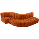 Meridian Arc Cognac Velvet 5 pc Modular Sectional IMAGE 4
