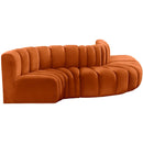 Meridian Arc Cognac Velvet 5 pc Modular Sectional IMAGE 5