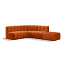 Meridian Arc Cognac Velvet 5 pc Modular Sectional IMAGE 1