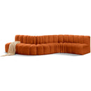  Manufacturer Color_Cognac -- Arc 145" Cognac Velvet Upholstered 6 pc Modular Sectional IMAGE 1