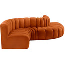 Meridian Arc Cognac Velvet 6 pc Modular Sectional IMAGE 6