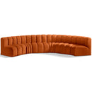  Manufacturer Color_Cognac -- Arc 151" Cognac Velvet Upholstered 6 pc Modular Sectional IMAGE 1