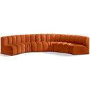 Meridian Arc Cognac Velvet 6 pc Modular Sectional IMAGE 1