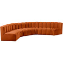  Manufacturer Color_Cognac -- Arc 151" Cognac Velvet Upholstered 6 pc Modular Sectional IMAGE 5