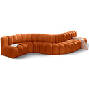  Manufacturer Color_Cognac -- Arc 170" Cognac Velvet Upholstered 7 pc Modular Sectional IMAGE 1
