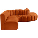Meridian Arc Cognac Velvet 7 pc Modular Sectional IMAGE 5