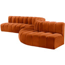  Manufacturer Color_Cognac -- Arc 170" Cognac Velvet Upholstered 7 pc Modular Sectional IMAGE 6