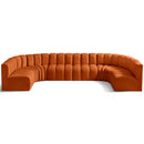  Manufacturer Color_Cognac -- Arc 150" Cognac Velvet Upholstered 8 pc Modular Sectional IMAGE 1