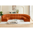  Manufacturer Color_Cognac -- Arc 150" Cognac Velvet Upholstered 8 pc Modular Sectional IMAGE 2