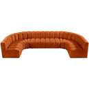  Manufacturer Color_Cognac -- Arc 150" Cognac Velvet Upholstered 8 pc Modular Sectional IMAGE 4