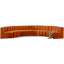 Meridian Arc Cognac Velvet 8 pc Modular Sectional IMAGE 1