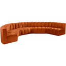 Meridian Arc Cognac Velvet 8 pc Modular Sectional IMAGE 5
