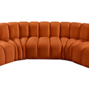 Meridian Arc Cognac Velvet 8 pc Modular Sectional IMAGE 12