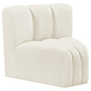  Manufacturer Color_Cream -- Arc Cream Velvet Upholstered Modular Curved Corner Chair IMAGE 3