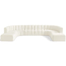  Manufacturer Color_Cream -- Arc 161" Cream Velvet Upholstered 10 pc Modular Sectional IMAGE 1
