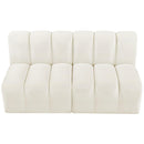 Meridian Arc Cream Velvet 2 pc Modular Sectional IMAGE 4